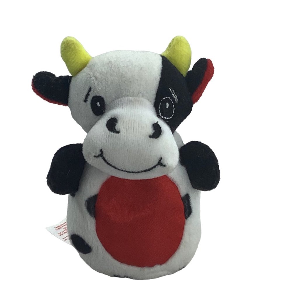 Vtg MUNCHKIN Hide 'n‎ Seek Cow Buddy Plush Stuffed Animal 5" Rattles 2002 RARE